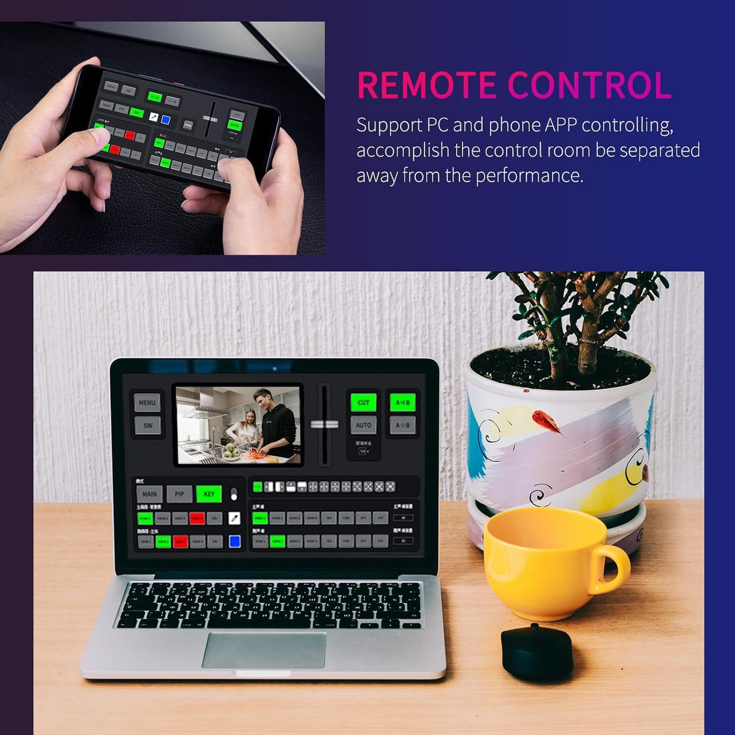 FEELWORLD L4 10.1 Inch Touch Screen Video Switcher 10.1 inch Touchscreen, Real-time Preview 5 Input Sources PST PGM and Operation Interface