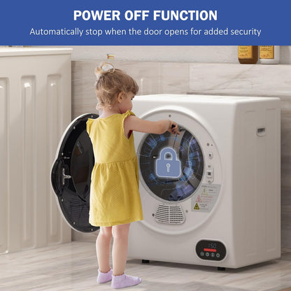 HOMCOM 850W 9lbs Electric Portable Compact Laundry Clothes Dryer, 1.5 cu.ft Portable Tumble Dryer with Stainless Steel Drum, for Apartment, Home, White