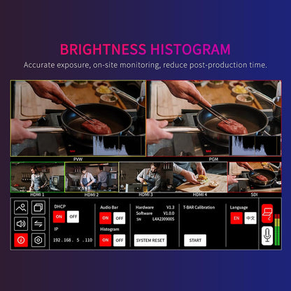 FEELWORLD L4 10.1 Inch Touch Screen Video Switcher 10.1 inch Touchscreen, Real-time Preview 5 Input Sources PST PGM and Operation Interface