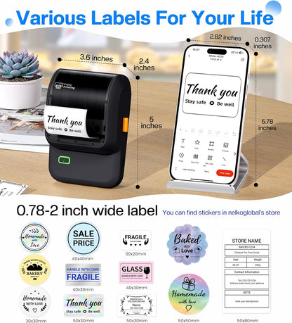 Label Maker,2025 New Version Bluetooth Label Printer,Label Maker Machine with Tape,Versatile App with 150+ Fonts & 500 Templates,Inkless Printer for Phone & Pc,Labeler for Home,Kitchen,Business