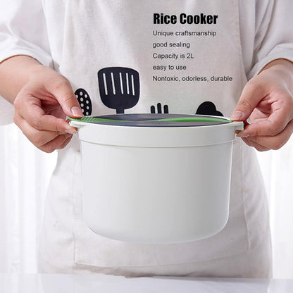 Microwave Rice Cooker, 2L Capacity Food Grade PP Microwave Rice Cooker Steamer with Spoon, Lid and Strainer, Non Stick Steaming Pot Microwave Rice Maker for Home Meal Prep Cooker