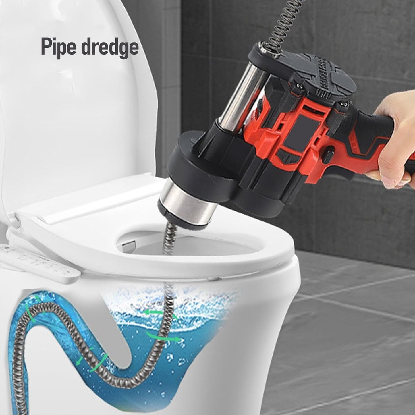 Electric Drain Cleaner with Ergonomic Handle, Auto Clamping, and High Feed Forcefor All Pipes, 7.5m Cleansing Pipe, 1.5m Auger Head Spring (US Plug)