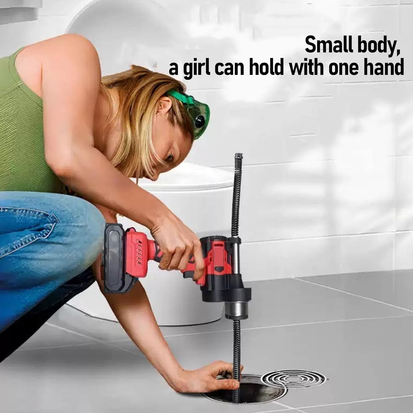 Electric Drain Cleaner with Ergonomic Handle, Auto Clamping, and High Feed Forcefor All Pipes, 7.5m Cleansing Pipe, 1.5m Auger Head Spring (US Plug)