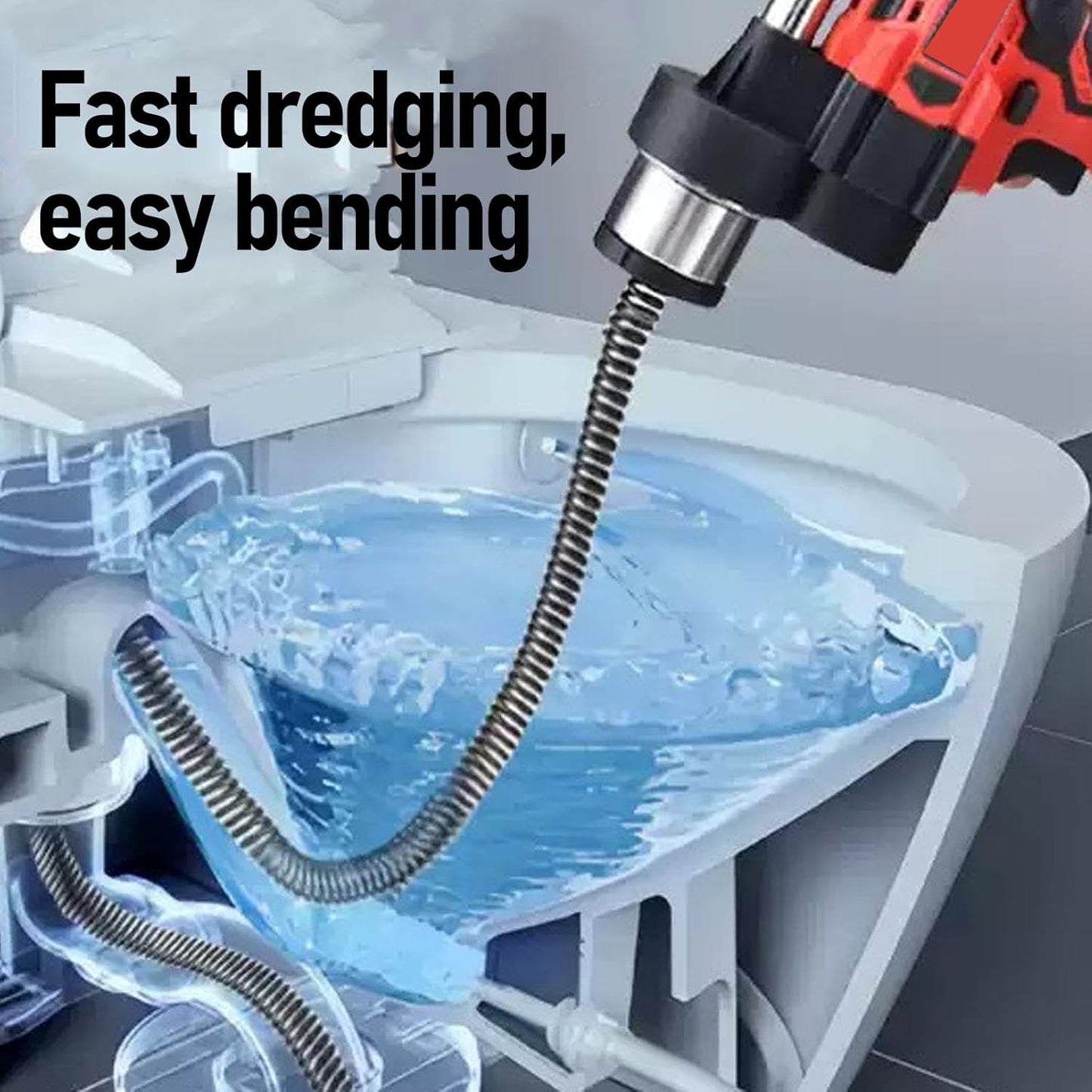 Electric Drain Cleaner with Ergonomic Handle, Auto Clamping, and High Feed Forcefor All Pipes, 7.5m Cleansing Pipe, 1.5m Auger Head Spring (US Plug)