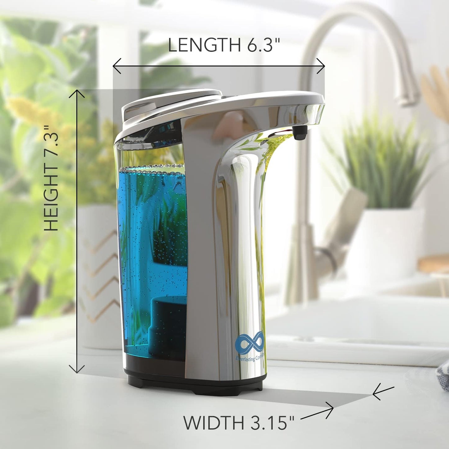 Everlasting Comfort Automatic Soap Dispenser, Touchless Hand & Dish Soap Dispenser, Liquid Soap Dispenser for Bathroom, Kitchen - Distributeur Savon Automatique (500ml)