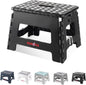 KOADOA Folding Step Stool, 9 Inch Plastic Foldable Step Stool for Kids Adults - Holds Up to 330 lbs Foot Stool with Non-Slip Surface, Carry Handle for Kitchen Bathroom Bedroom