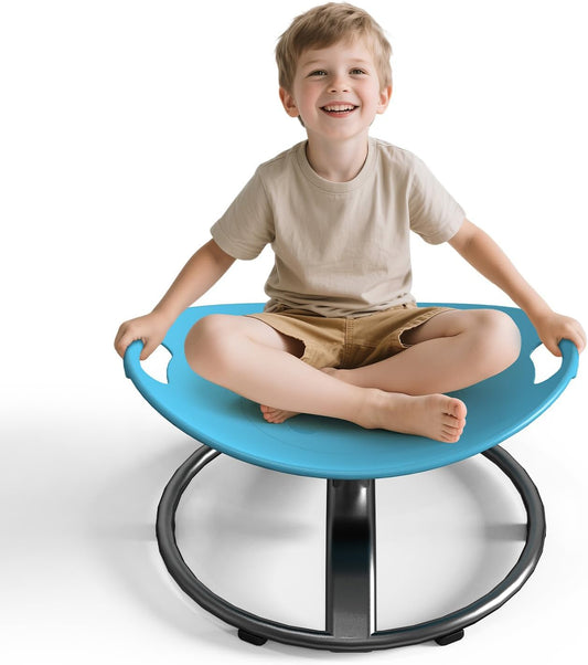 Pozoera Spinning Chair for Autistic Kids - Sensory Spinning Chair for Autistic Children with Safety Handle & Non-Slip Design, Sensory Swivel Chairs for Kids 3-12 Years(Blue)