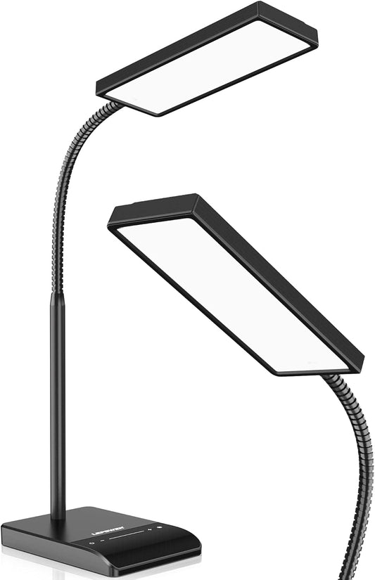LEPOWER Upgrade LED Desk Lamp, 800LM Bright Table Lamps for Home Office, Eye-Caring Reading Lights for Desk, Touch Control Gooseneck Lamp, 50 Lighting Modes Reading Lamps for Bedroom Office(Black)