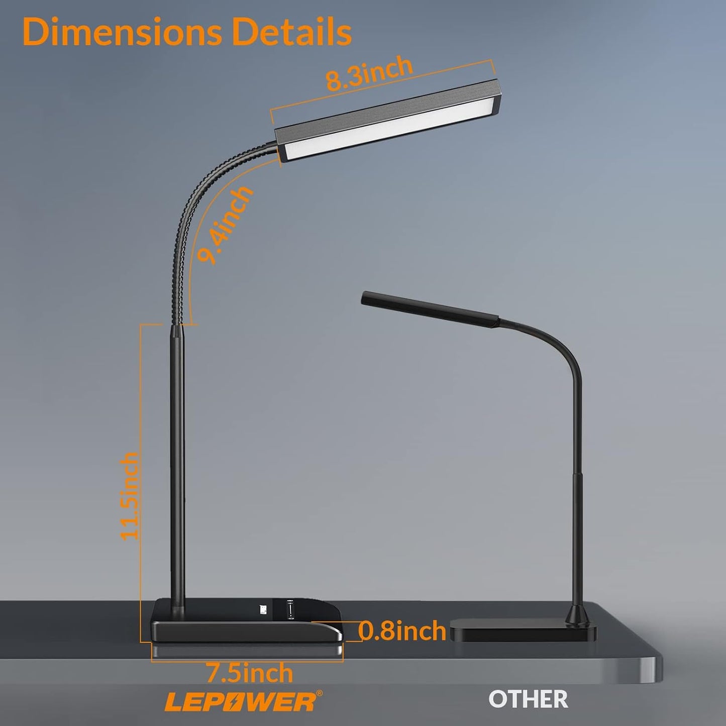 LEPOWER Upgrade LED Desk Lamp, 800LM Bright Table Lamps for Home Office, Eye-Caring Reading Lights for Desk, Touch Control Gooseneck Lamp, 50 Lighting Modes Reading Lamps for Bedroom Office(Black)