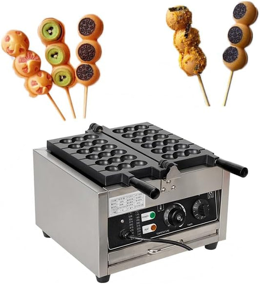 110V 1500WCommercial Electric Bubble Skewer Waffle Ball Machine 6-Grid Teflon Non Stick Pan Stainless Steel Belgium Waffle Ball Stick Maker