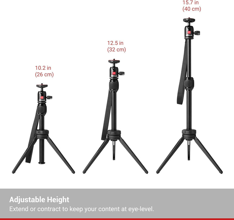 NEBULA Capsule Series Adjustable Tripod Stand, Compact, Aluminum Alloy Portable Projector Stand for Mini Projector, Universal Mount, Swivel Ball Head