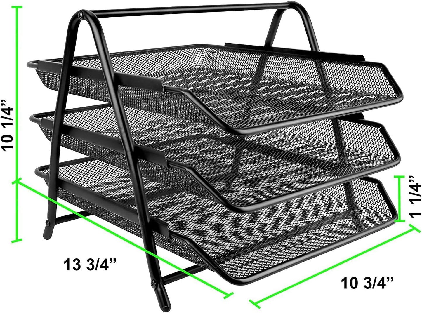 Greenco Letter Tray Desk Organizer, 3-Tier Mesh Paper Tray, Document, Letter, Office Paper Organizer, Black