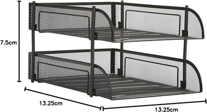 Mind Reader 2-Piece Stackable Metal Mesh Letter Tray, Desktop File Organizer, Document Holder, Magazine Storage, Black