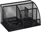 Greenco Mesh Desk Organizer Office Supplies Caddy, 6 Compartments - Black
