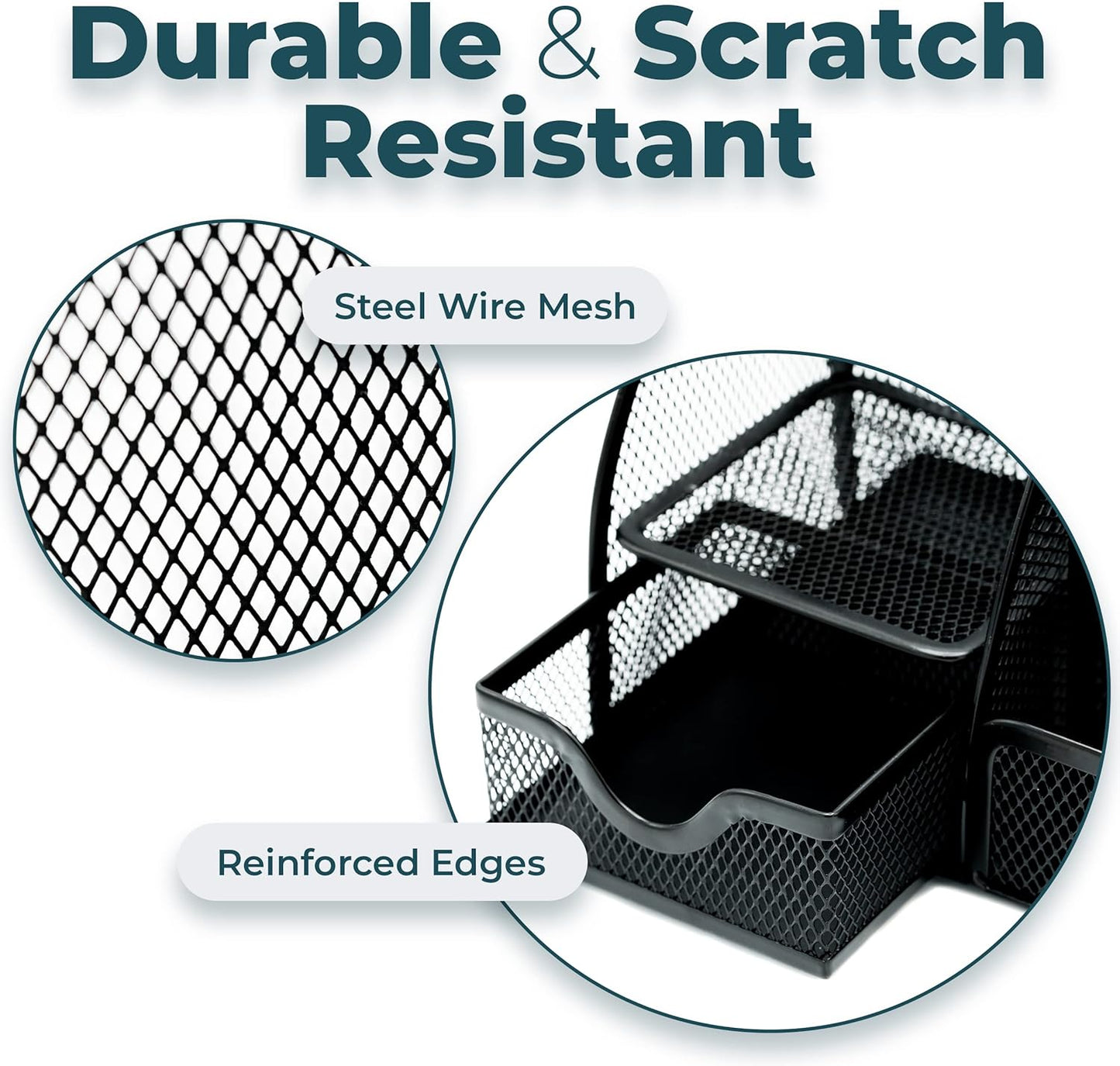 Greenco Mesh Desk Organizer Office Supplies Caddy, 6 Compartments - Black