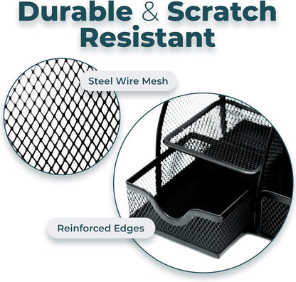 Greenco Mesh Desk Organizer Office Supplies Caddy, 6 Compartments - Black