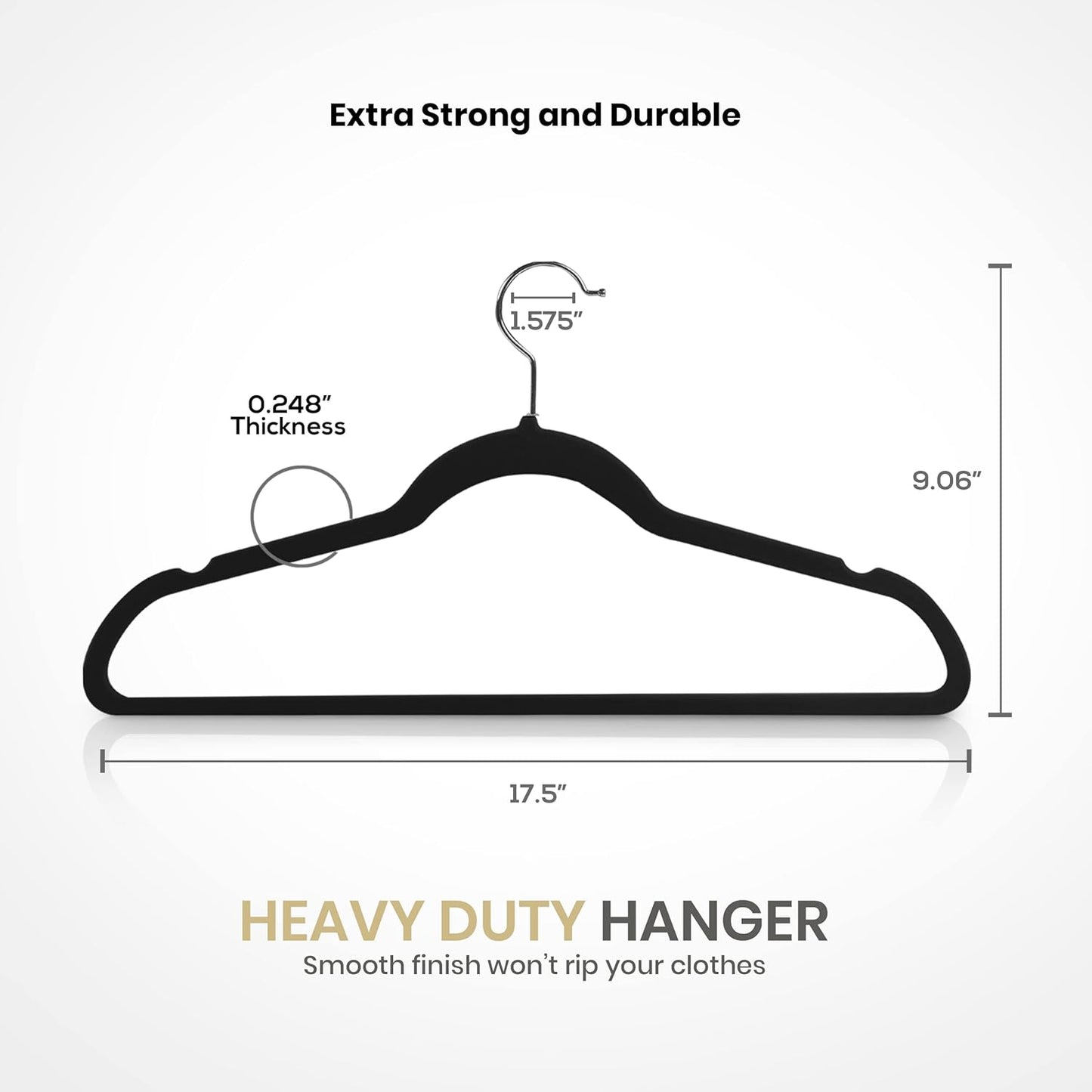 Utopia Home Pack of 50 Premium Non Slip Velvet Hangers 360 Degree rotatable Hook Durable & Slim Coat - Pant Hangers - Black