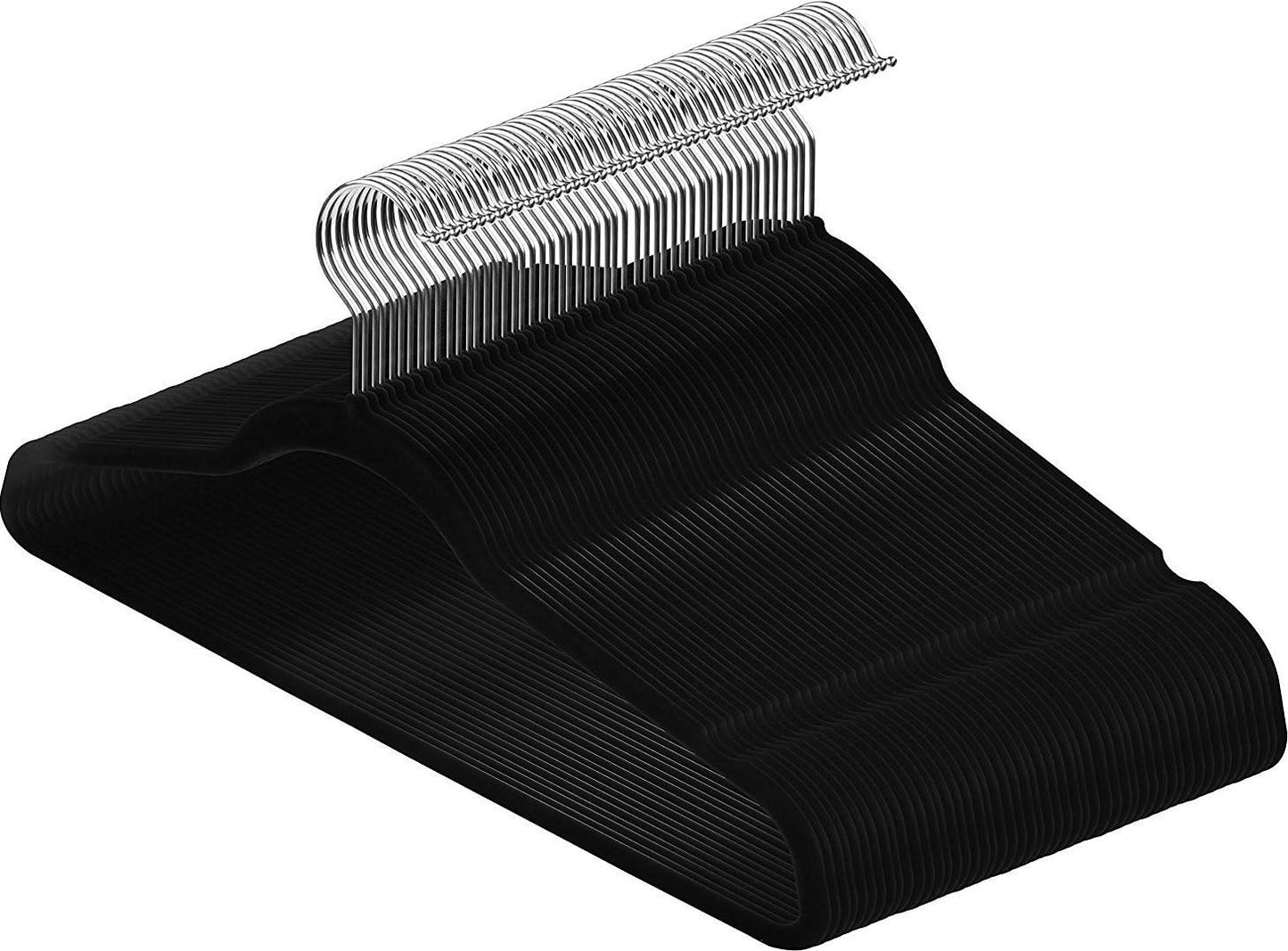 Utopia Home Pack of 50 Premium Non Slip Velvet Hangers 360 Degree rotatable Hook Durable & Slim Coat - Pant Hangers - Black
