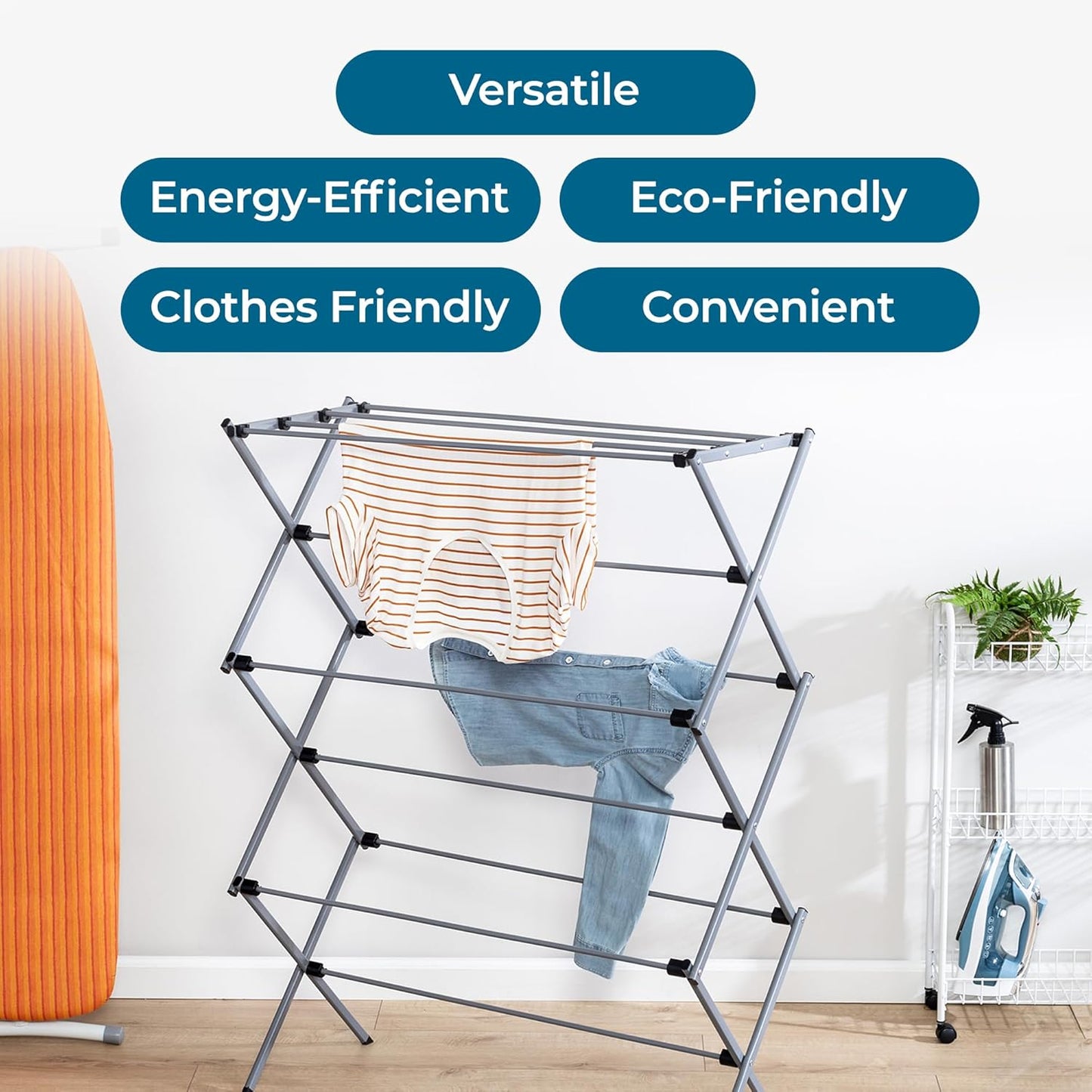 Honey-Can-Do Oversize Collapsible Clothes Drying Rack DRY-09066 Silver, 50 lbs