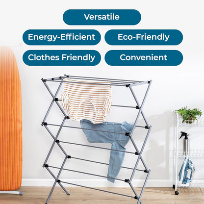 Honey-Can-Do Oversize Collapsible Clothes Drying Rack DRY-09066 Silver, 50 lbs