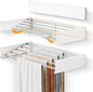 LIENAHU Drying Rack Clothing,Laundry Drying Rack Collapsible,Wall Mounted Clothes DryingRack, Laundry Rack Wall Mount,Retractable Clothing Rack,Folding Clothes Rack,5 Aluminum Rods, (White - 28")