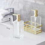 Home Decor 3-piece Glass Soap Dispenser Set with Metal Storage Caddy - PuriLite