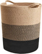 INDRESSME Large Cotton Rope Basket - Tall Laundry Basket Hamper for Dirty Clothes Woven Storage Basket for Blanket in Living Room Toy Basket for Nursery Storage, 17.8" x 15.8" x 13.8"