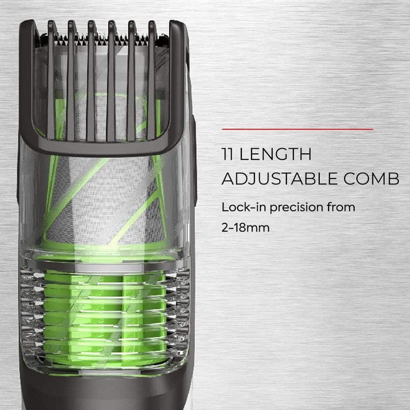 Remington MB6850 Vacuum Stubble and Beard Trimmer, Lithium Power and Adjustable Length Comb w/ 13 Length Settings (2-18mm), Black