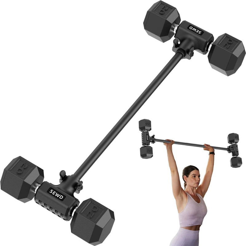 Dumbbell Converter by SEWD – Turn Dumbbells into Barbell Set – Adjustable Weights & Up to 220LB Capacity Barbell for Home Gym Full Body Workouts.