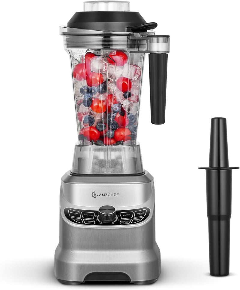 AMZCHEF Smoothie Blender, 1800W High Speed Blenders for Smoothies with 8 Speed Control and 7 Multiple Functions, 1.85L Blender for Shakes, Smoothies, Ice Crushing, Ice Cream, Frozen Fruits, Grey