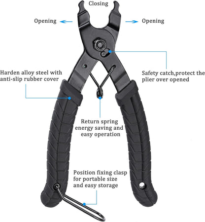 Bike Link Plier, Oumers Chain Plier Missing Link 2 in 1 Opener Closer Remover Plier/Bicycle Chain Plier Compatible with All Speed Chains Repair, Link