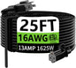 HUANCHAIN Indoor Outdoor Black Extension Cord 25 ft Waterproof, 16/3 Gauge Flexible Cold-Resistant Appliance Cable Outside, 13A 1625W 16AWG SJTW, 3 Prong Heavy Duty Electric Cord, ETL