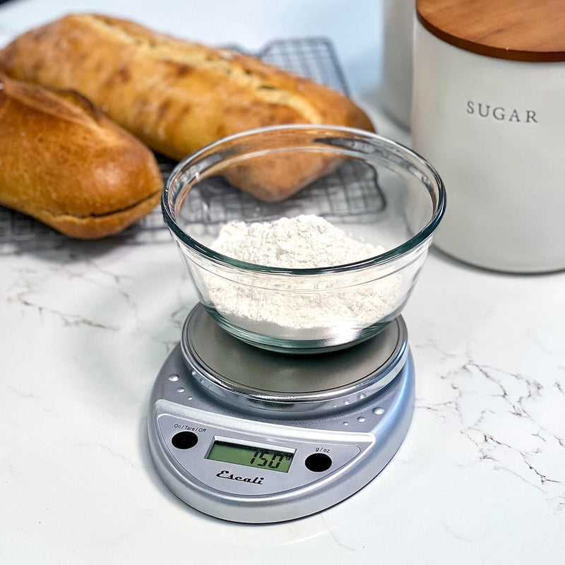 Escali Primo P115C Premium Kitchen Food Scale for Baking and Cooking, Lightweight and Durable Design, LCD Digital Display, Chrome