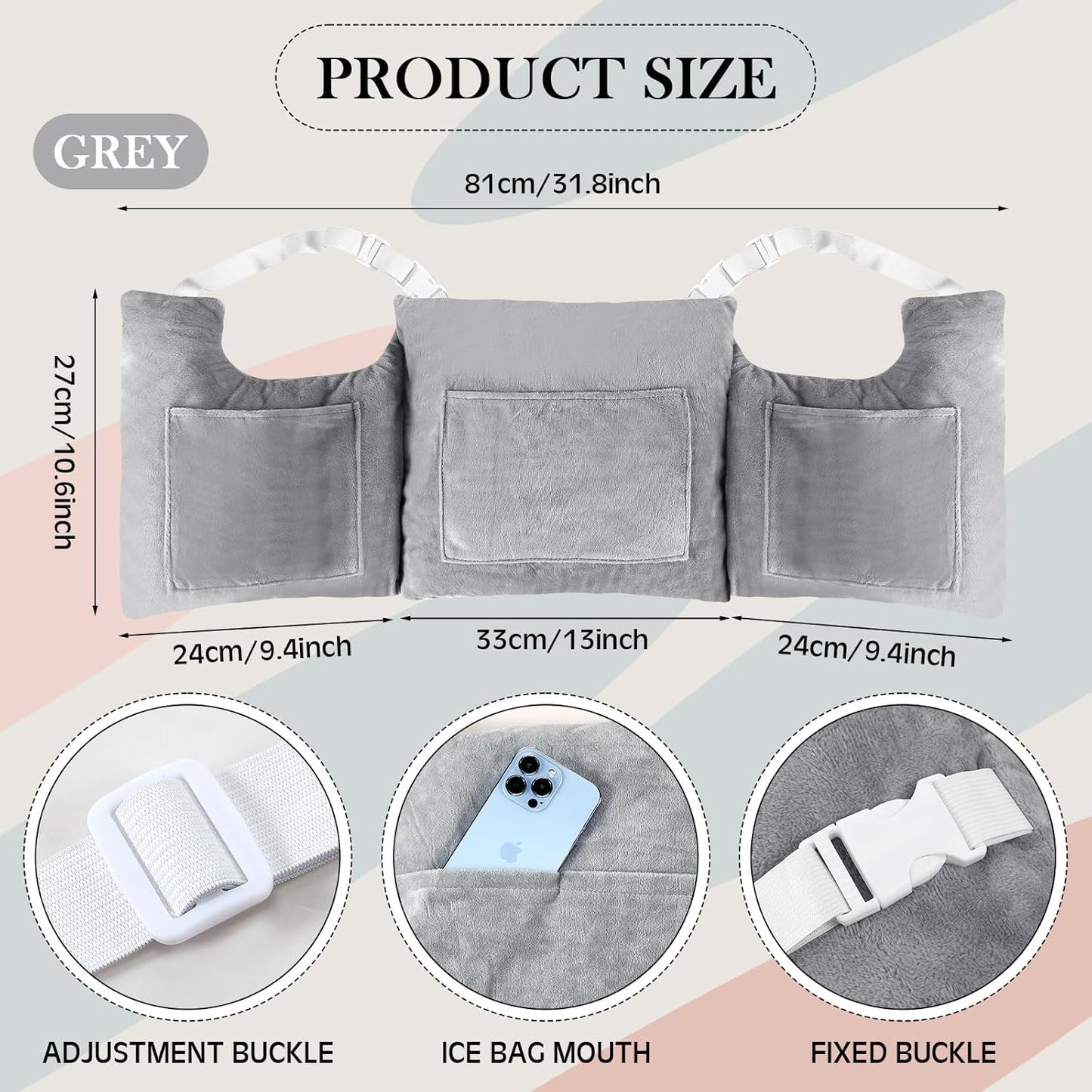 Mastectomy Pillow Post Surgery, Breast Pillow for After Breast Cancer Mastectomy Necessities, Surgery Recovery Gifts for Women(Gray)