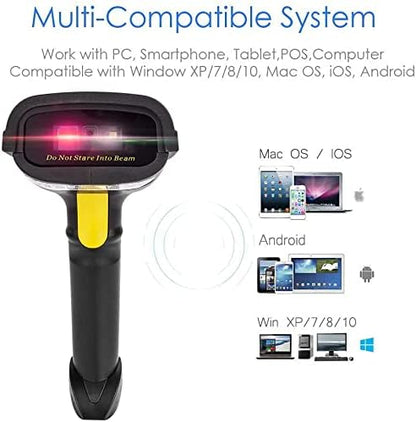 NETUM Bluetooth QR 2D Barcode Scanner Handheld USB Wireless 1D 2D Bar Codes Imager for Mobile Payment Computer Screen Scan for POS Android iOS iMac Ipad System NT-1228BL
