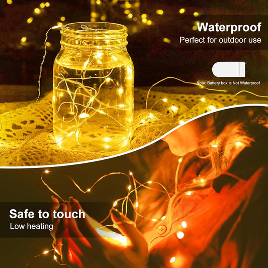 [ 30 Pack ] Fairy Lights Battery Operated String Lights 7 FT/20 LED Mini Twinkle Battery Lights Small Fairy Lights for Mason Jars Outdoor Party Christmas Bedroom Decor, Warm White