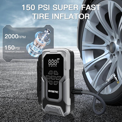 Portable Car Jump Starter with Air Compressor – 6000A 12V Jump Box – 150 PSI Tire Inflator – 21800mAh Power Bank – Digital Display & Smart Jumper Cables