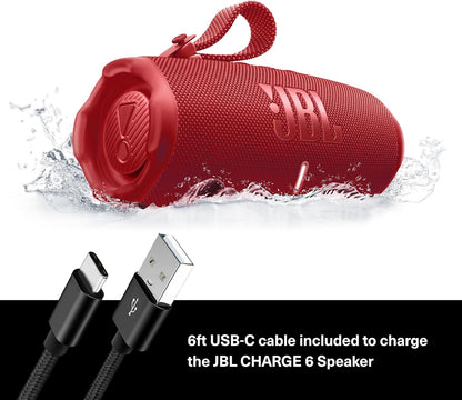 JBL Charge 6 (Red) + Bundle with USB-C Braided Cable