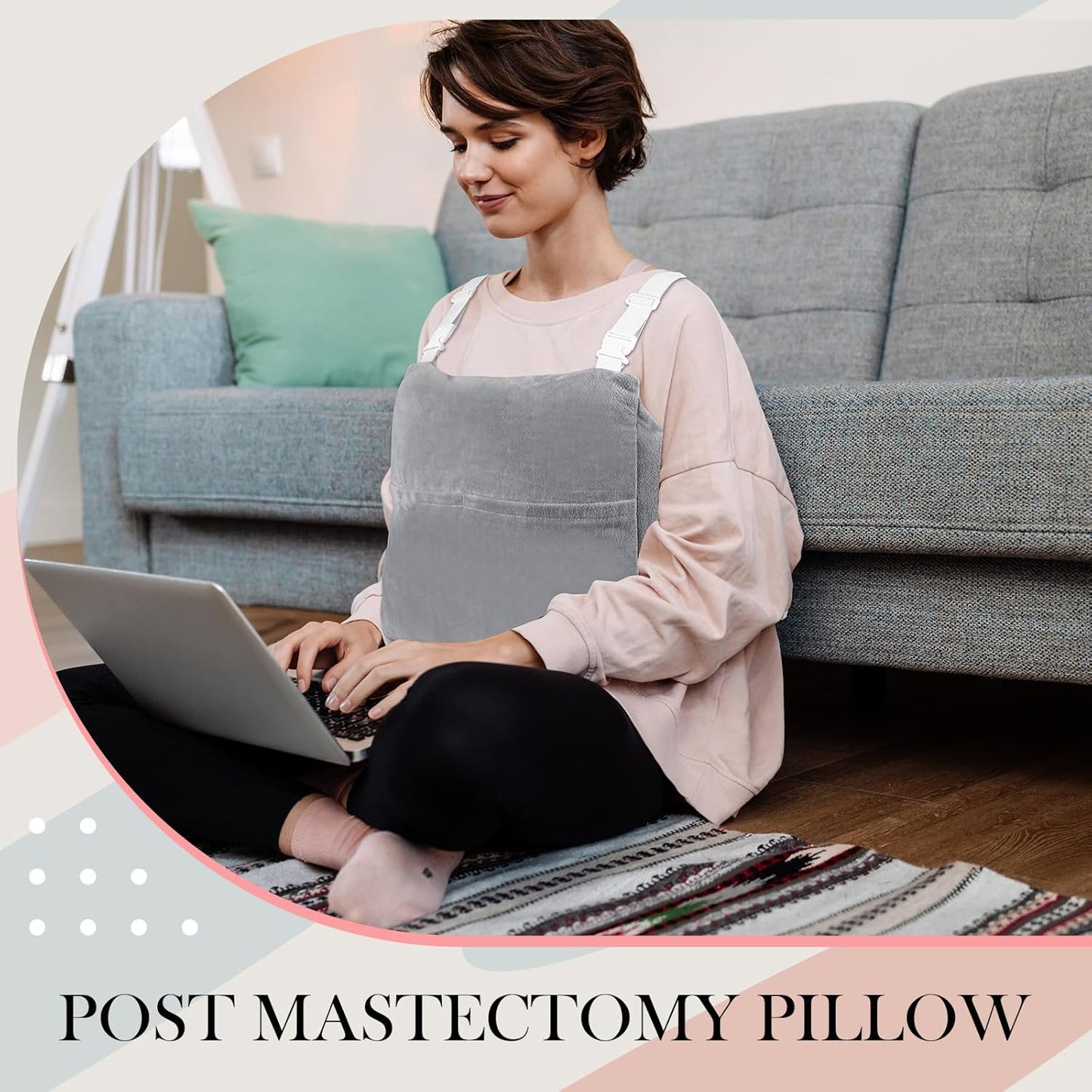 Mastectomy Pillow Post Surgery, Breast Pillow for After Breast Cancer Mastectomy Necessities, Surgery Recovery Gifts for Women(Gray)
