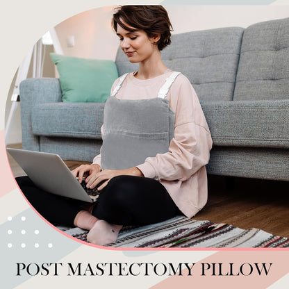 Mastectomy Pillow Post Surgery, Breast Pillow for After Breast Cancer Mastectomy Necessities, Surgery Recovery Gifts for Women(Gray)