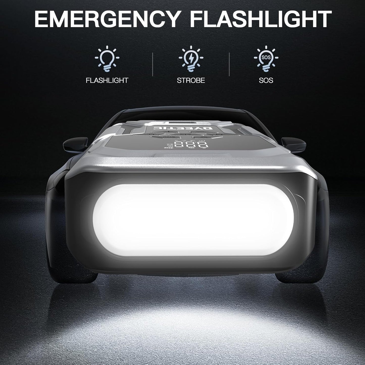 Portable Car Jump Starter with Air Compressor – 6000A 12V Jump Box – 150 PSI Tire Inflator – 21800mAh Power Bank – Digital Display & Smart Jumper Cables