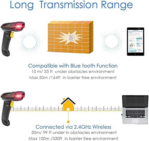 NETUM Bluetooth QR 2D Barcode Scanner Handheld USB Wireless 1D 2D Bar Codes Imager for Mobile Payment Computer Screen Scan for POS Android iOS iMac Ipad System NT-1228BL