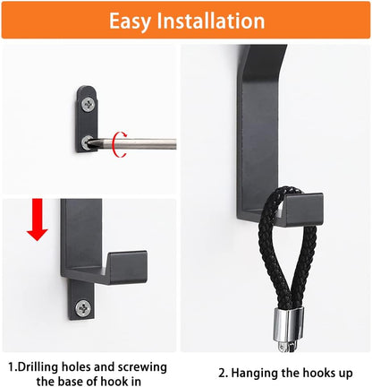 Coat Rack Hooks Wall Mounted, Black 4Packs, KYOEON Bath Towel Rope Hooks for Kitchen, Door, Cabinet, Bathroom, Foyers, Hallways, and Bedrooms