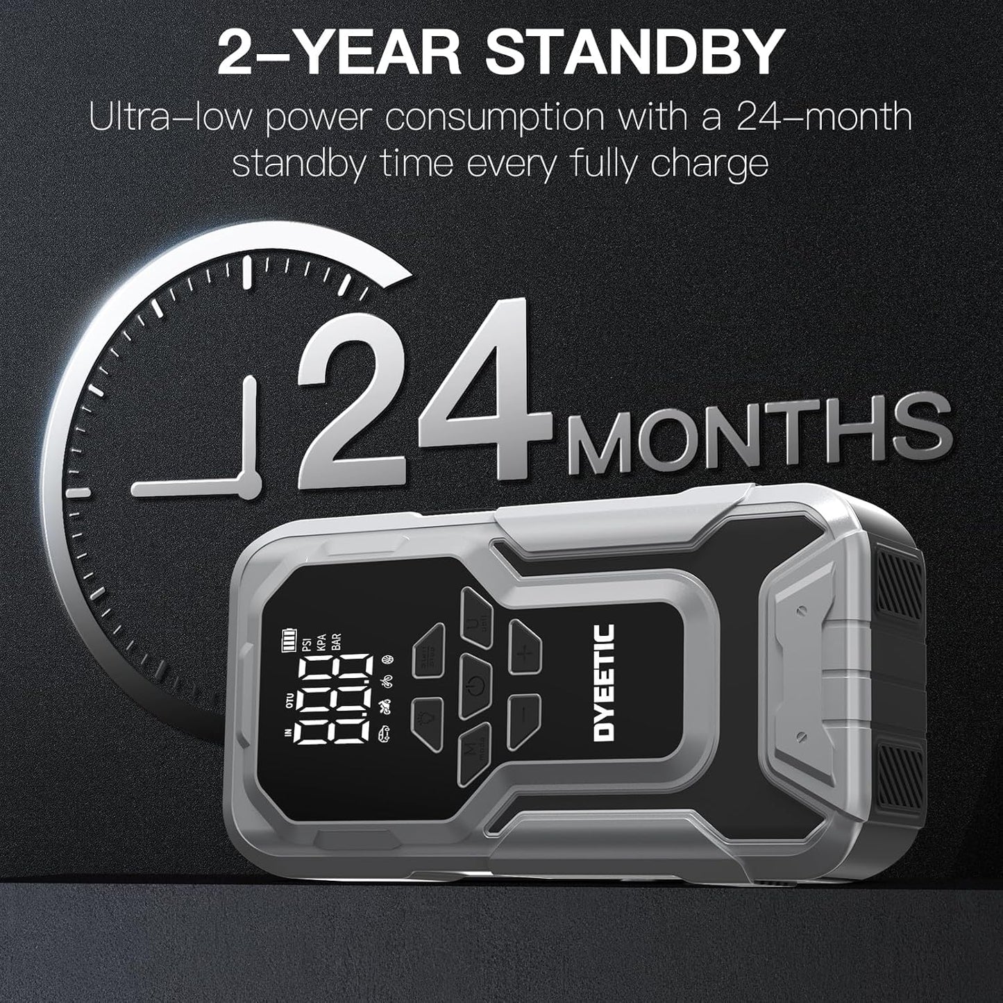 Portable Car Jump Starter with Air Compressor – 6000A 12V Jump Box – 150 PSI Tire Inflator – 21800mAh Power Bank – Digital Display & Smart Jumper Cables