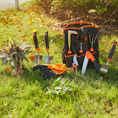 Garden Tools Set, 10 Pcs Stainless Steel Heavy Duty Gardening Tools Set with Folding Saw, Garden Hand Tools Starter Kit, Landscaping Tools, Gardening Tools Gift Sets for Women and Men