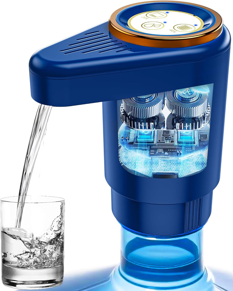 Water Dispenser, Portable Electric Water Bottle Pump Rechargeable for 5 Gallon Bottles, USB-C Charging for Home Kitchen Room Camping, Blue