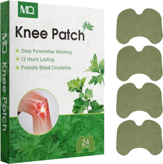 24PCS Knee Patches, Natural Warm Knee Patch Mugwort Pain Relief Patches Herbal Heat Therapy Patches for Knee Back Shoulder Pain Relief 12-Hour Warmth with Aged Mugwort Breathable & Reusable
