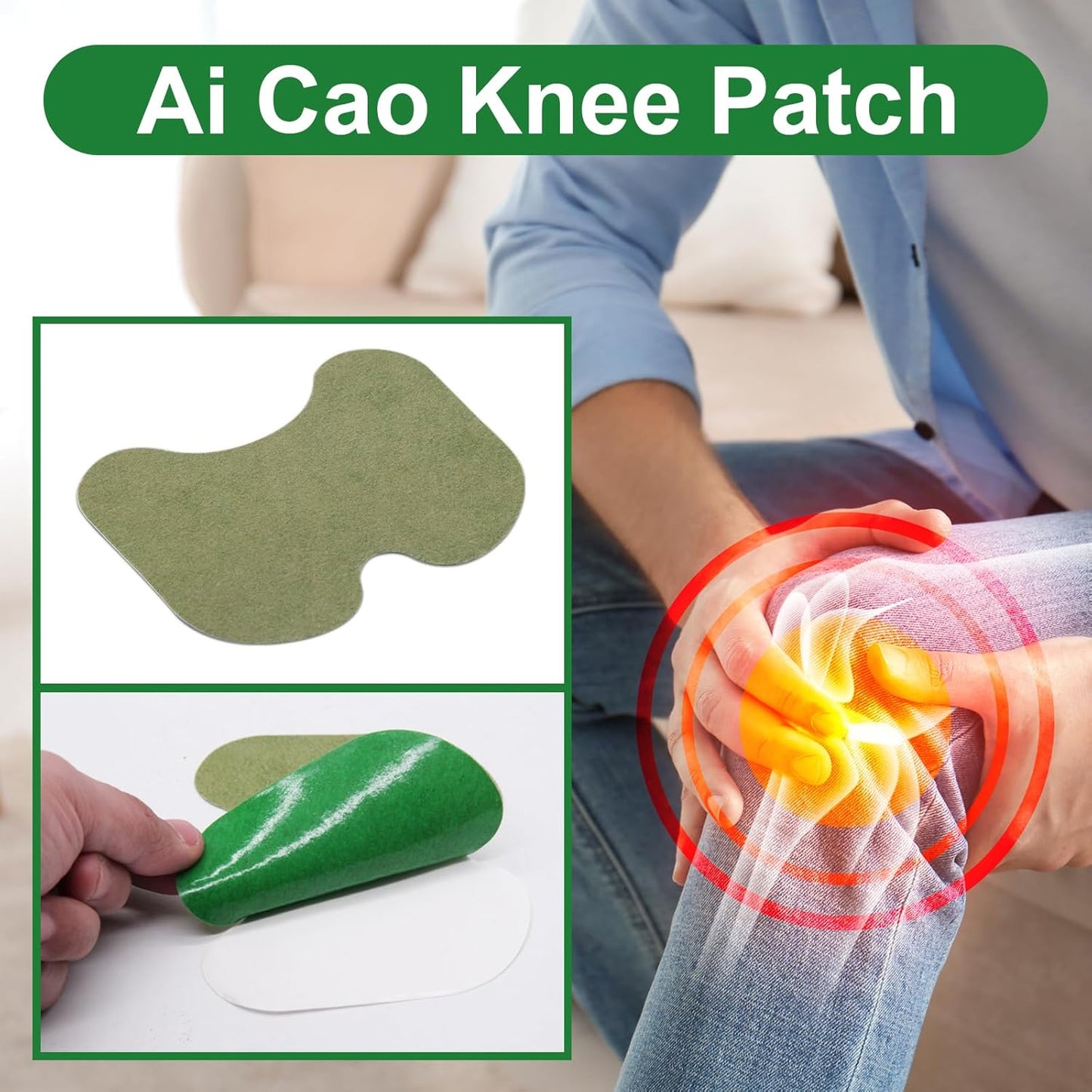 24PCS Knee Patches, Natural Warm Knee Patch Mugwort Pain Relief Patches Herbal Heat Therapy Patches for Knee Back Shoulder Pain Relief 12-Hour Warmth with Aged Mugwort Breathable & Reusable