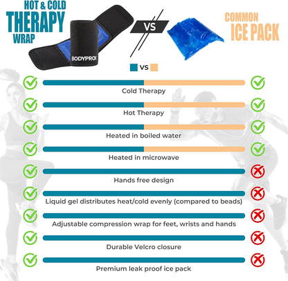 Cold & Hot Therapy Wrap by Bodyprox- Reusable Gel Pack for Pain Relief: Great for Sprains, Muscle Pain, Bruises, Injuries, Etc. (Foot, Arm, Elbow, Ankle).