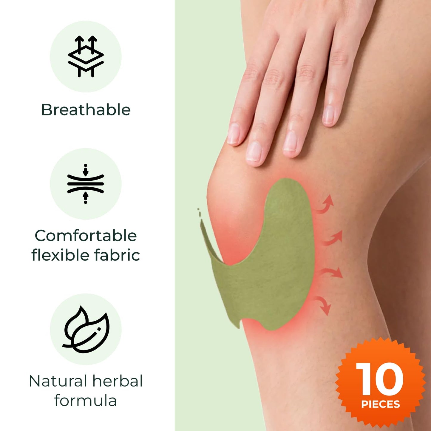 Original Wellnee Herbal Knee Patch - Wellknee Plaster for Knee su, Back Pain, Lower Back Pain, Neck Pain, Shoulders Pain, Muscle Pain - Adhesive Heat Patches Made with Natural Herbs (10 Pads)